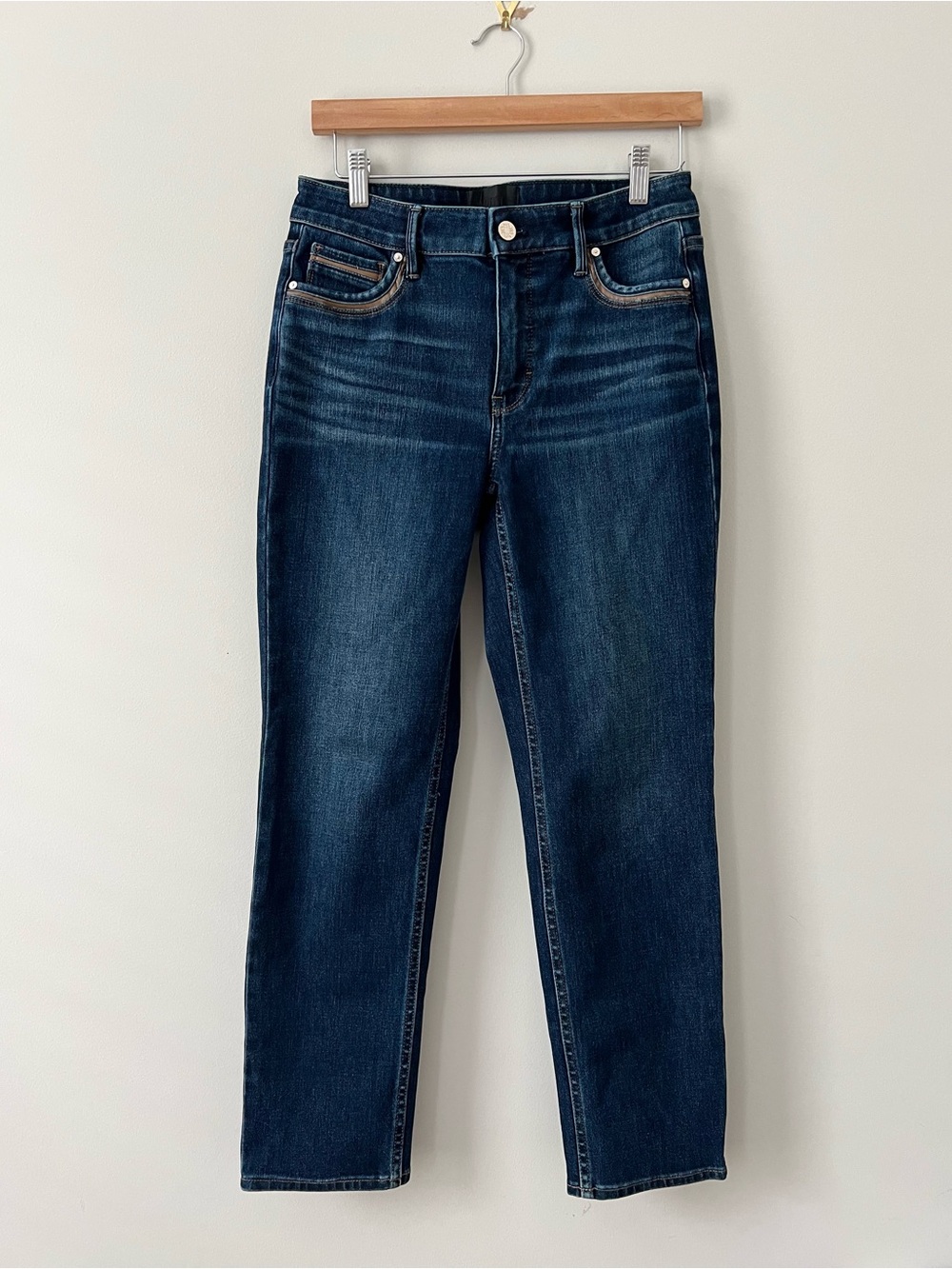 WHBM White House Black Market Dark Wash High Rise Straight Sculpt Jeans Size 4